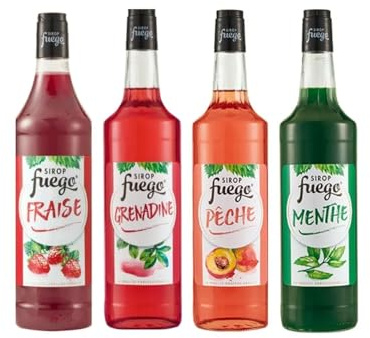 Sirop - Fuego : Fraise - Grenadine - Pêche - Menthe (4x1L)