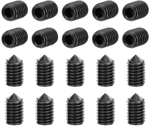 sourcing map Gewindestifte M5 x 8 mm, Karbonstahl, Kegelspitze, Innensechskant, Madenschrauben für Maschinen, Reparaturen zu Hause und Befestigungen, Schwarz, 40 Stück