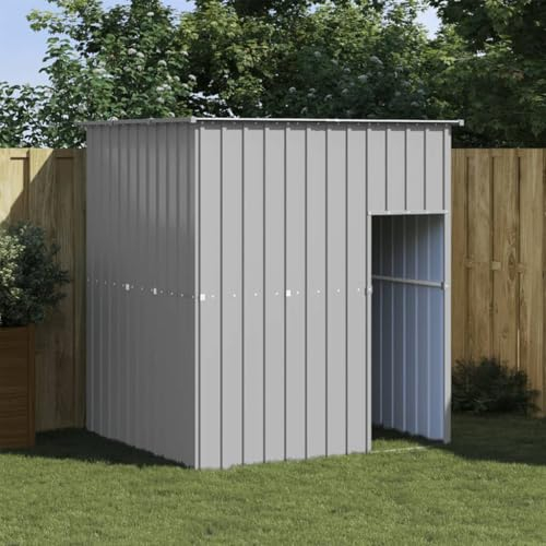 Sufrk Hundehütte mit Dach Hellgrau 165x153x181 cm Verzinkter Stahl HundehüTte Isoliert