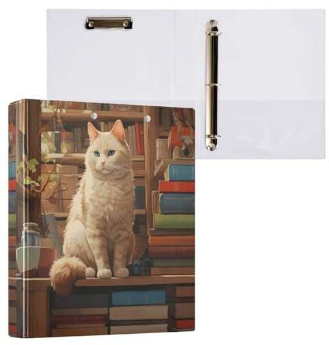 3-Ringbücher mit Katzen-Motiv, 3 Ringbücher, 3,8 cm, Kochbuchordner