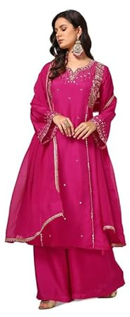 Soch Dupion - Conjunto de traje de seda para mujer, color fucsia, fucsia, XL