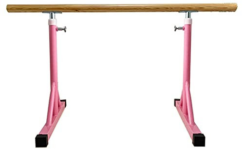 DLAZUM Tragbare Ballettstange, höhenverstellbare, rutschfeste Ballettstange, freistehendes Holz, strapazierfähiges Tanz-Stretching-Ballett für das Tanzen zu Hause (Rosa 150 cm)