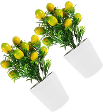 HAWILLOSCH 2sätze Künstliche Zitronenbaum Dekoration Im Topf Fake Lemon Tree Mini Pflanzen Für Büro Und Lebensechte Kunstpflanze Als Tischdeko