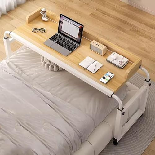 GWWBD Pflegetisch Mit Rollen,mobiler Betttisch Auf Rollen Bettbeistelltisch über-betttisch Auf Rollen Höhenverstellbar Rolling Overbed Table with Wheel Pflegehilfsmittel Betttisch(Color:Holz+)