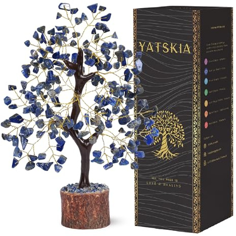 Yatskia Lapis Lazuli Crystal Tree of Life, Feng Shui Crystal Decor, Gemstone Tree Gifts For Women, Home Decor Gifts, Birthday Gifts For Mum, Shelf Ornaments