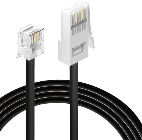 HAWAKA 2PCS Telephone Extension Cable For Home&Office,3M Bt Phone Line Plug To Rj11 Male Crossover Telephone Cable,2 Pin 6p2c Lead For Landline,Modem,Fax