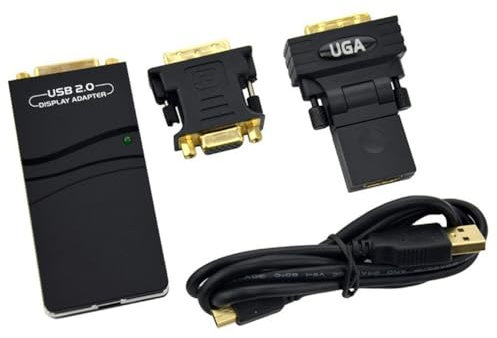 Kepgapo Adaptateur VidéO Graphique Externe USB 2.0 vers DVI/VGA/, Extension D'Affichage/Miroir pour Plusieurs Moniteurs Compatibles