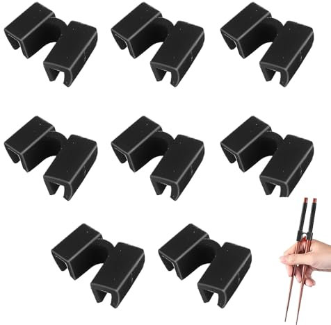 8PCS Chopsticks for Beginners, Training Chopsticks Adults, Reusable Chopstick Helper, for Adults, Beginner, Trainers or Learner (Black)