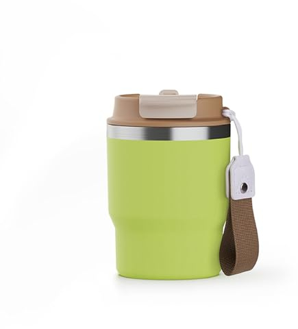 hicoosee Vaso Térmico Verde Claro 350 ml Taza de Café para Llevar Acero Inoxidable Antigoteo y Reutilizable para Café Leche Té Bebidas Frías y Calientes
