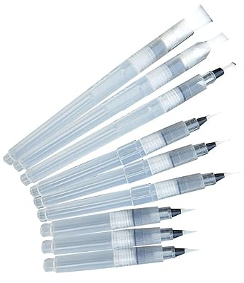 HEALSOPTHY 9pcs Watercolor Brush Set Water Brush Pens for Painting Water Soluble Pencils Rigger