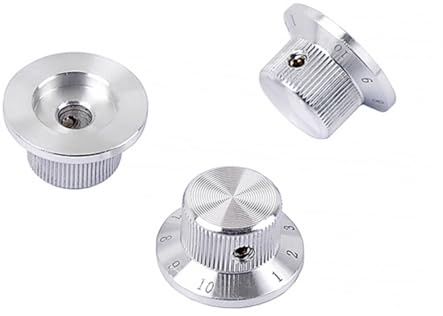 Metall Reglerknopf für Gitarre, 3 Stück, Silber, für E-gitarre | Runde Ausführung, Verschleißfeste Verarbeitung, Feine Details, Kreatives Design, Zubehör für Elektrische Gitarren