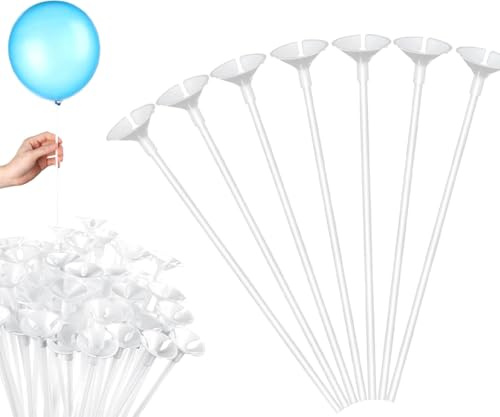 30 Stück Luftballon Stäbe 32cm – Transparente Kunststoff Ballonstäbe mit Halterung, Wiederverwendbar, Ballonhalter für Hochzeit, Geburtstag, Party & Feier Dekoration