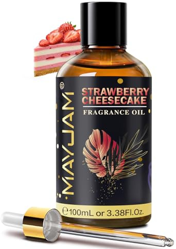 MAYJAM Aceite Perfumado de Tarta De Queso Con Fresas Para Difusores 100ML | Aceite con Fragancia Para Aromaterapia de Aceites Esenciales, Quemador, DIY