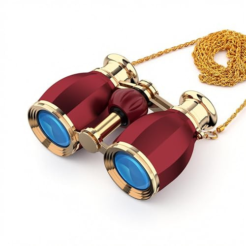 ESSLNB Operngläser 4X30 für Damen Theater Fernglas mit Kette und Tasche Optisches Glas für Oper Konzert als Geschenk (Rotes)