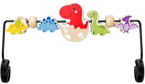 Kinhzrude Leksak för babygunga, kompatibel med BabyBjorn Rocker Balance Soft & Bliss, roterande lekbåge i trä för spädbarn, sensoriska utvecklingsleksaker (färgade dinosaurier)