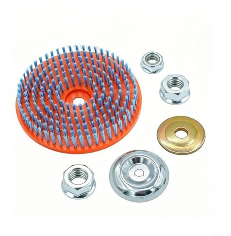 Spazzola per la pulizia di tosaerba e grill, con 3 o 10 accessori di fissaggio, setole in filo resistente per fughe di piastrelle, pavimenti, pareti, manico ergonomico, arancione (A)