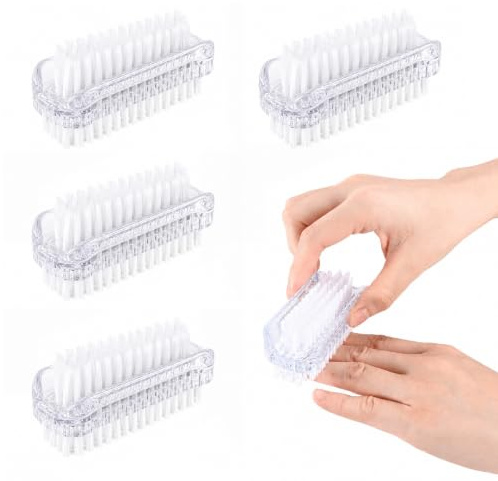 Carehabi Cepillo para Uñas 4 Piezas, Cepillo de Manos de Doble Cara Transparente, Cepillo de Uñas de Plástico con Cerdas Duras, Cepillo para Limpieza de Manos, Manicura, Baño y Lavabo