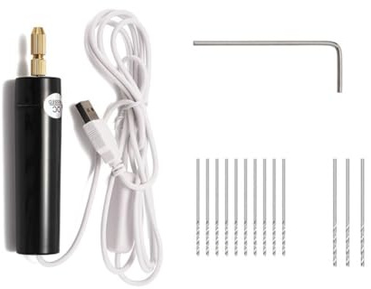 WheatThrive Mini taladro eléctrico, herramienta giratoria USB, grabador de mano, 8500 RPM, potencia de 10 W, kit de 13 piezas para madera, plástico, manualidades