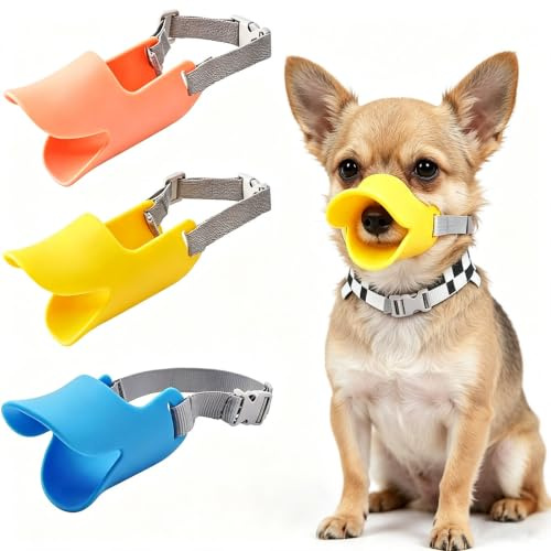 3 Stück Hundemaulkorb Anti Bite Duck Mouth Soft Duck Silikon Mundschutz, Shape Hund Maulkorb Anti-Ruf Maulkorb für Welpen Hunde, Am Besten, um Bellen, Lecken und Beißen zu Verhindern
