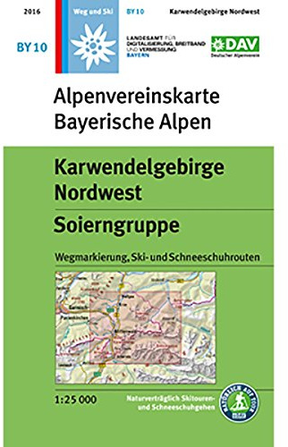 Karwendelgebirge Nordwest, Soierngruppe: Topographische Karte 1:25.000 mit Wegmarkierungen, Skirouten, Schneeschuhrouten (Alpenvereinskarten)