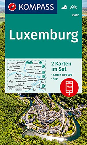 KOMPASS Wanderkarten-Set 2202 Luxemburg (2 Karten) 1:50.000: inklusive Karte zur offline Verwendung in der KOMPASS-App. Fahrradfahren.