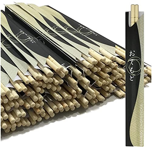 Albino Monkey 200 bacchette rotonde usa e getta, ideali per sushi, in legno di bambù, bacchette cinesi in bambù, utensili usa e getta di alta qualità (100 paia)