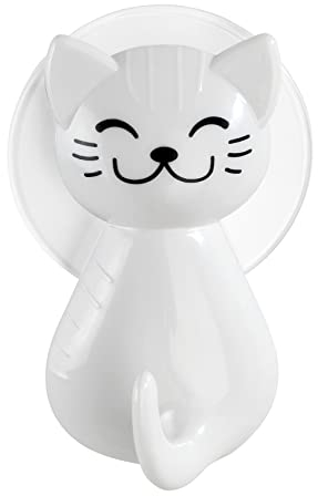 Wenko 22922100 Gancio a Ventosa Gatto, Bianco, 6 x 9, 5 x 5, cm