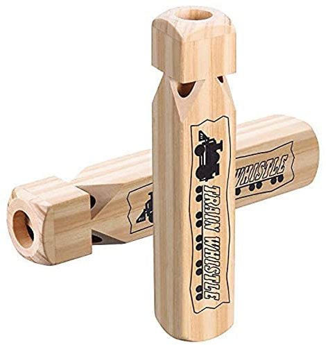Tatuo 2 Pcs 7.4 Inch Train Whistles for Kids Wooden Train Whistle 4 Tones for Party Favors Party Noisemaker Random Style