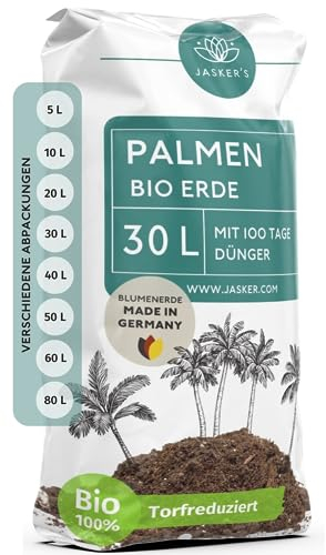 Bio Palmenerde 30 L - Blumenerde Zimmerpflanzen Erde aus 45% weniger Torf - Erde für Zimmerpflanzen mit Dünger - Zimmerpflanzenerde - Pflanzenerde Zimmerpflanzen - Erde für Pflanzen