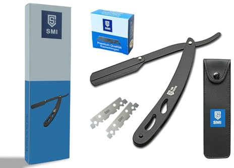 SMI Rakhyvlar rakkniv för män skäggrakhyvel frisörrakhyvel utbytbara blad med 100 Derby blad rostfritt stål manuella rakkniv för rakning med etui - svart