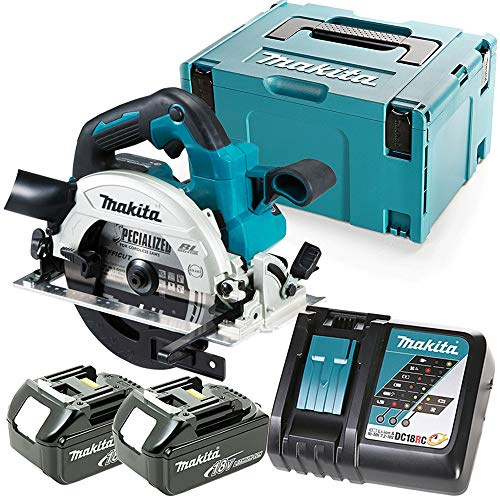 Makita DHS660 18V Brushless Circular Saw with 2 x 3Ah Batteries, Charger, Case