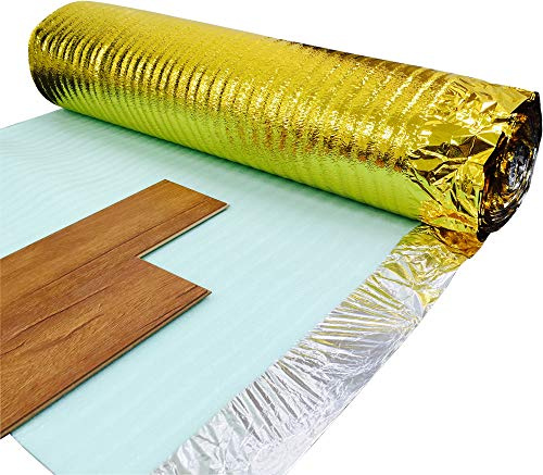 3mm Sonic Gold Underlay for Wood or Laminate Flooring - Choose Any Roll Size - Also Works with Parquet Plank Floors - by Grandismo (45m2 (1m x 45m))