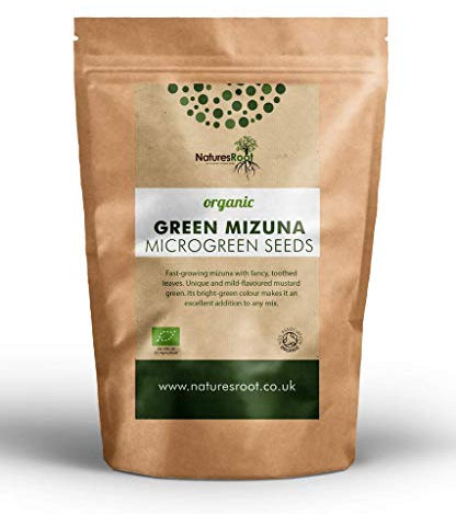 Nature’s Root Organic Green Mizuna Seeds 125g - Japanese Mustard | Sprouting Microgreens | Vegetable Seeds | Tasty Nutrition | Superfood Supplement