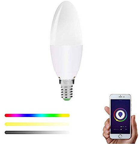 SMARTFY Bombilla Inteligente WiFi E14 Casquillo Fino LED RGBW compatible con Alexa, Google Home, Smart Life, Tuya, Multicolor Regulable 6W (1)