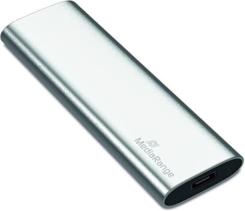 MediaRange Externe SSD USB-C 3.2 Gen 2 240GB, Aluminium Silber | mobil & kompakt | Plug & Play | für Windows & macOS