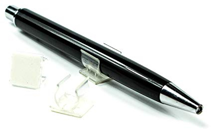 LEO’s - 10 x Stiftehalter selbstklebend 1,5 x 1,2 cm Transparent aus Kunststoff - Stifthalter für Kugelschreiber und Schreibgeräte - Kugelschreiberhalter zum Kleben an Notizbuch, Kalender und Mappen