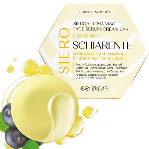 Senso Naturale Festes Gesichtsserum Aufhellendes und Erhellendes, Gesichtscreme für Fahle, Müde und Enzymatische Haut, Antioxidative Nachtmaske mit Vitamin E, 100% Natürlich, Biologisch und Vegan