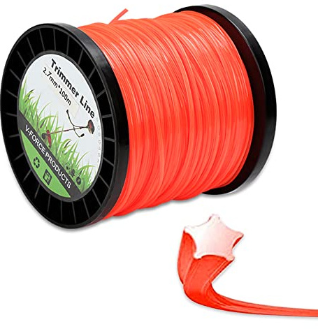 Joparri Friklippare tråd gräsmatta trimmertråd, grästrimmer lina trimmersnöre, 2,7 mm, 100 m, klipptråd stjärna ersättningstråd hållbar nylontråd, maximal skärprestanda
