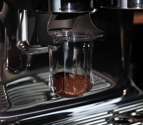 Vaso dosificador de café transparente de 54 mm, compatible con filtros portafiltros Breville de 54 mm, con Grinder activating tab - Clear to Visualize the Coffee Grind Quality