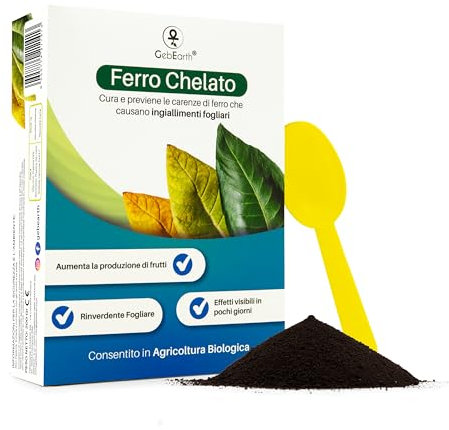 GebEarth® | Ferro Chelato per Piante【200 gr】| Rinverdente Fogliare ad Azione Rapida per Ortaggi, Piante Ornamentali e da Frutto | Ferro per Piante efficace contro Clorosi e Ingiallimenti.