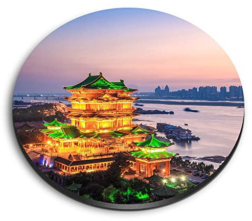 1x Round MDF Magnet 6cm - Pavilion of Prince Teng Jiangxi Province China - Fridge Locker Office Whiteboard Toolbox #53133