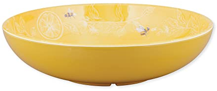 UP ware Sweet Bee Melamin-Servierschüssel, BPA-frei, gelbe Schüssel mit Bienen- und Zitronen-Design für Salat, Obst, Nudeln oder Unterhaltung im Freien, 30 cm