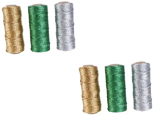 ABOOFAN 6pcs Christmas Wrapping Twine Cotton Thread Twine Rope Ribbon Cord Mixed for Christmas Decorations and Packaging Random Color