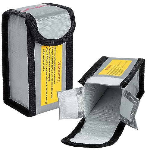 Kinsinder 2 Bolsas seguras para batería Lipo, Bolsa de batería Lipo, Bolsa de protección de Seguridad ignífuga, Bolsa de batería Lipo, Bolsa de batería a Prueba de explosiones para Carga