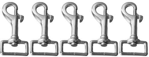 5PCS 27mm Square Tail Snap 316 Stainless Steel Hooks Rotating Spring Hook 360 Degree Spring Shackles for Webbing Spring Hook Belt Dog Leash Linkee Traction