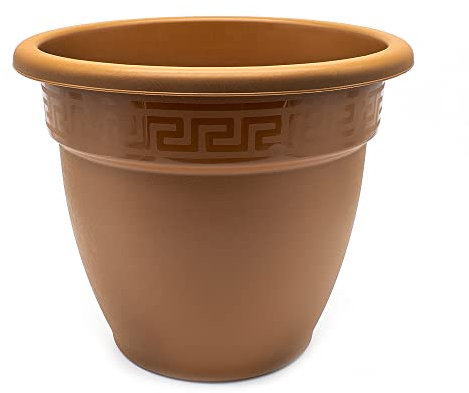 CABLEPELADO Macetero rendondo de plastico, Maceta de plástico, Tiesto para Flores, Macetero para Suelo, 13 cm Altura x 18 cm Diámetro Superior x 10 cm Diámetro Inferior, Plástico, Marrón
