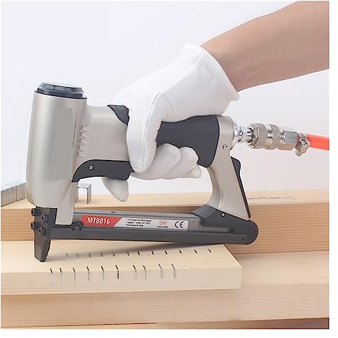Tacker, MT8016 21ga. Pneumatischer 3/8-Zoll-Kronen-Feindrahthefter. Geräuscharmer Arbeitsluftdruck 5–6 kgf/cm2 für Holzbearbeitungs-, Profi- und Heimwerkerprojek