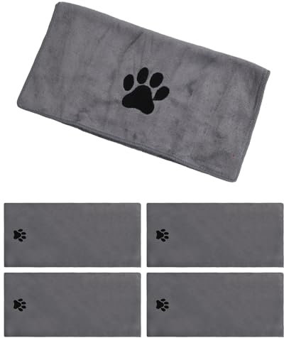 heavenlife 4 Pcs Toalla para Perros, Toallas Microfibra Secado Rápido para Mascotas, Suaves Ultra Absorbente Toalla de Baño para Perros Gatos (Gris 35x75cm)