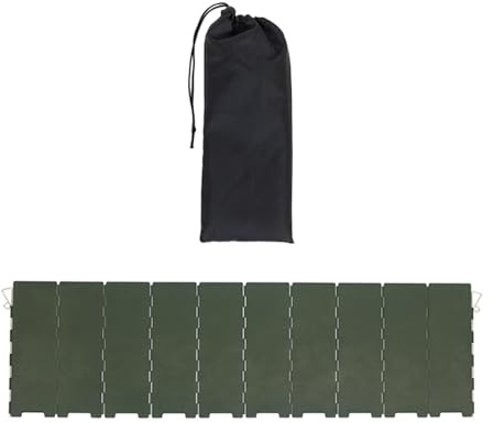 Oshhni Parabrisas para Estufa de Camping, Protector contra El Viento, 10 Paneles, Pantalla contra El Viento Plegable para Estufa, Camping, Mochilero, Senderi, Verde Oscuro