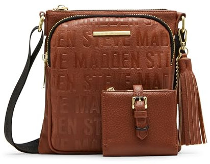 Steve Madden Glamjem Crossbody und Geldbörse Set, Cognac, Einheitsgröße